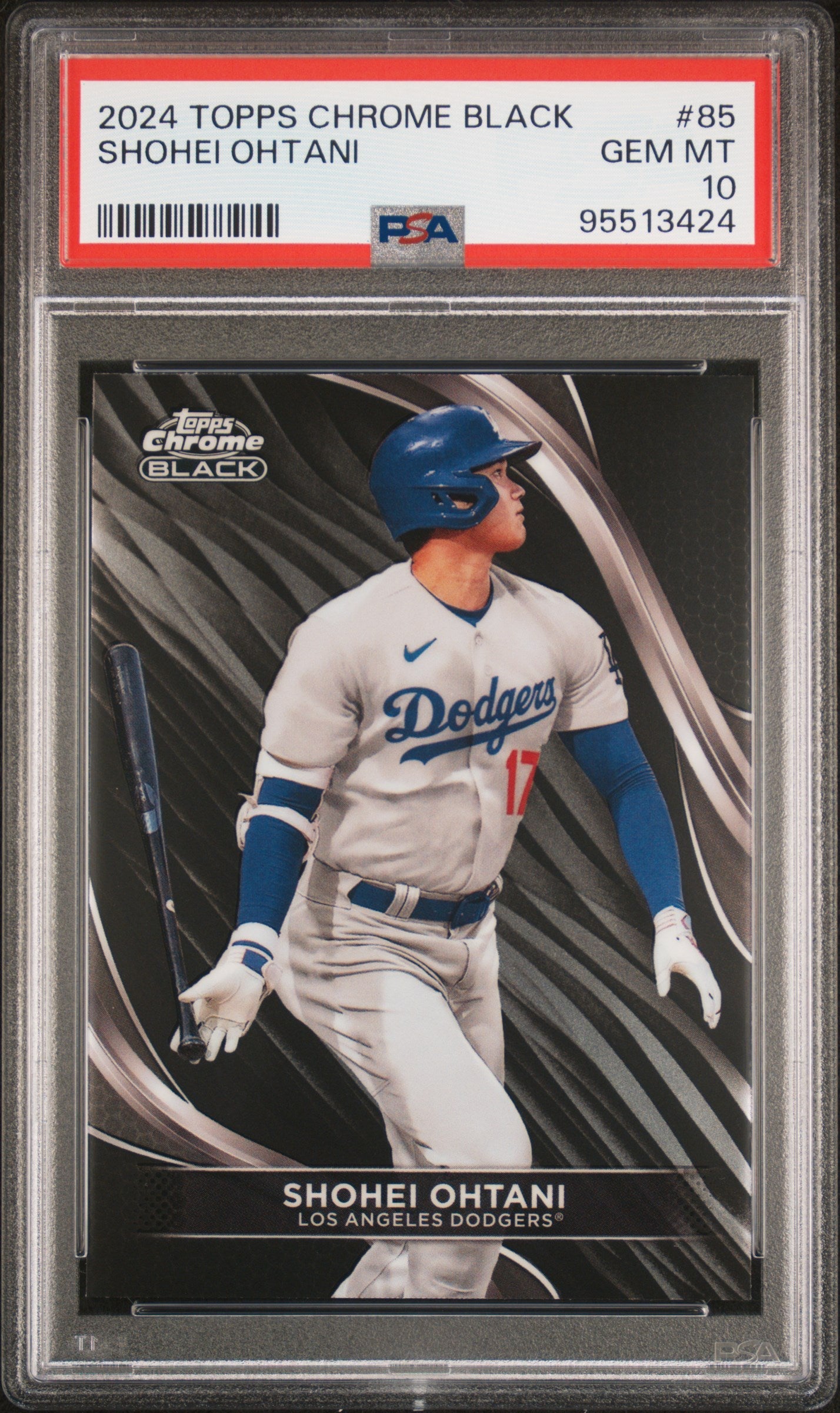 Graded 2024 Topps Chrome Black Shohei Ohtani #85 Baseball Card PSA 10 Gem Mint
