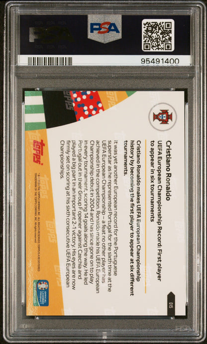 Graded 2024 Topps Now UEFA Euro Cristiano Ronaldo #15 Soccer Card PSA 10 Gem Mint