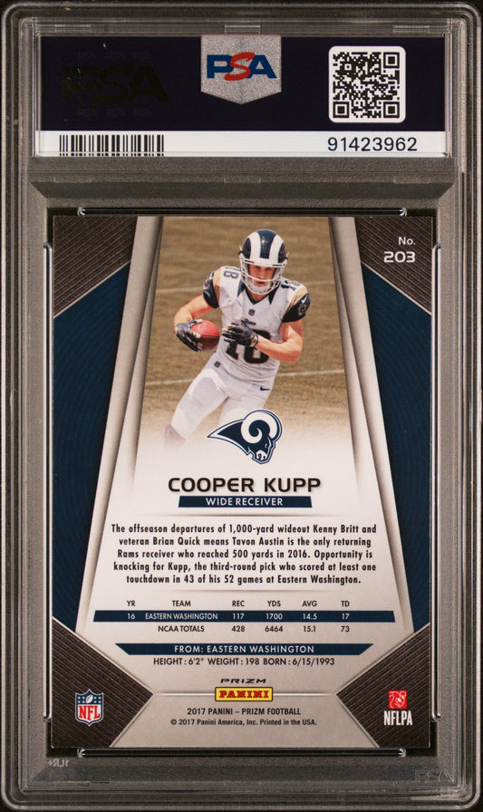 Graded 2017 Panini Prizm Cooper Kupp #203 Prizm Rookie RC Football Card PSA 10 Gem Mint
