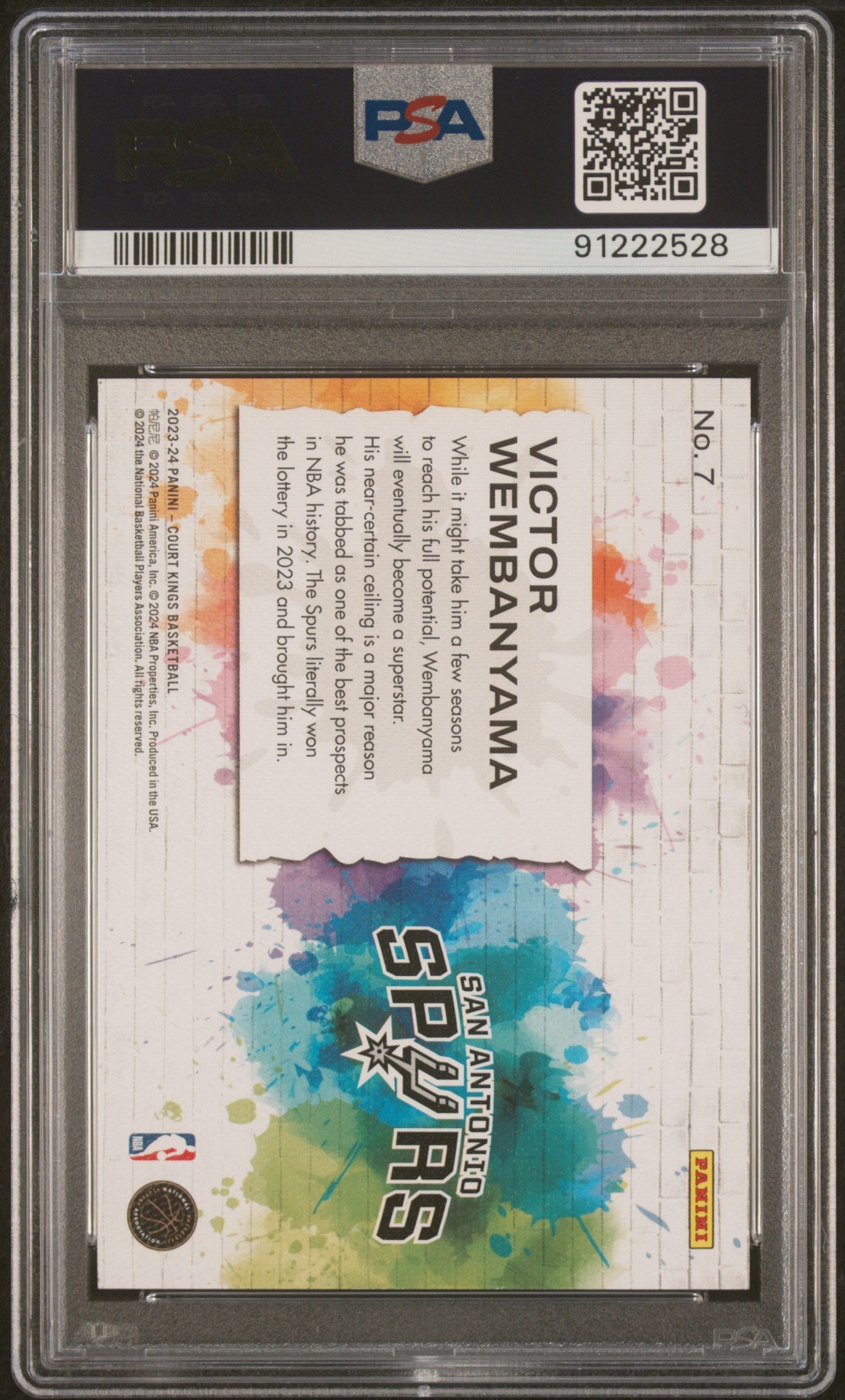 Graded 2023 Panini Court Kings Victor Wembanyama #7 Self Expression Rookie RC Basketball Card PSA 10 Gem Mint
