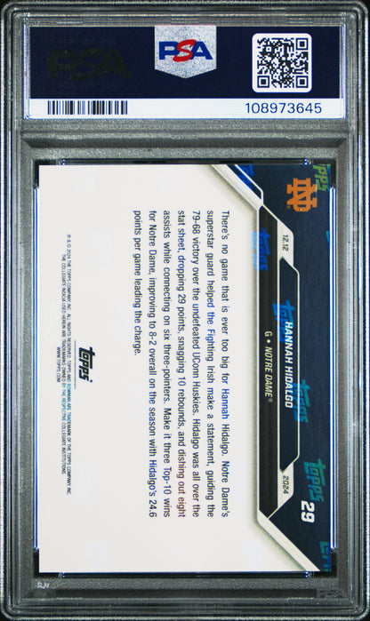 Graded 2024 Topps Bowman U Now Hannah Hidalgo #29 Blue/49 Rookie RC Basketball Card PSA 10 Gem Mint