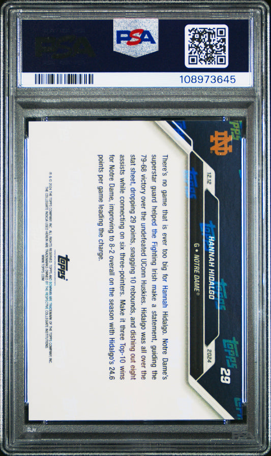 Graded 2024 Topps Bowman U Now Hannah Hidalgo #29 Blue/49 Rookie RC Basketball Card PSA 10 Gem Mint