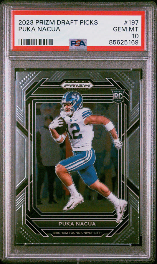 Graded 2023 Panini Prizm Draft Picks Puka Nacua #197 Rookie RC Football Card PSA 10 Gem Mint