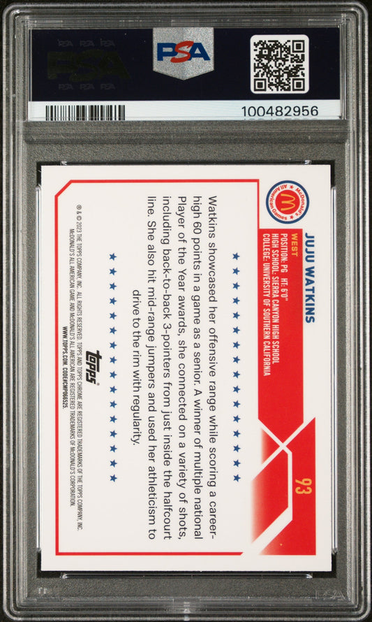 Graded 2023 Topps Chrome JuJu Watkins #93 McDonalds All American Rookie RC Basketball Card PSA 10 Gem Mint