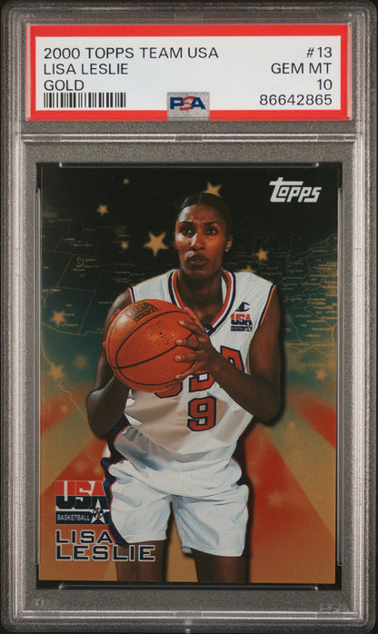 Graded 2000 Topps Team USA Lisa Leslie #13 Gold Basketball Card PSA 10 Gem Mint