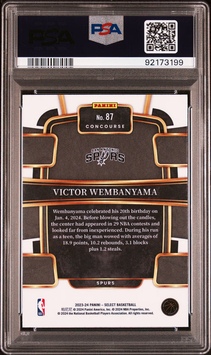 Graded 2023 Panini Select Victor Wembanyama #87 Blue Rookie RC Basketball Card PSA 10 Gem Mint