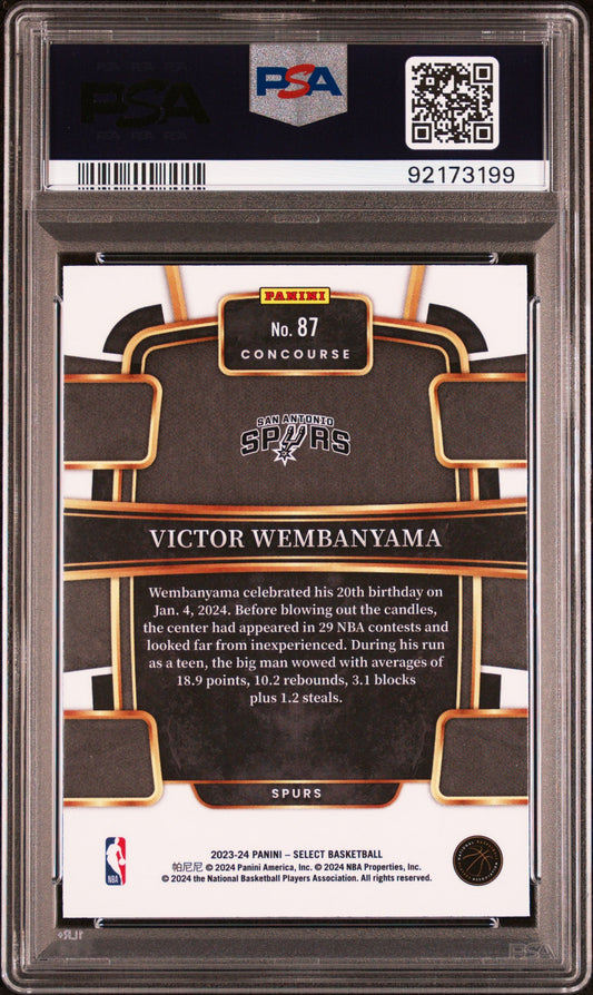 Graded 2023 Panini Select Victor Wembanyama #87 Blue Rookie RC Basketball Card PSA 10 Gem Mint