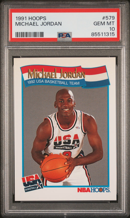 Graded 1991 Hoops Michael Jordan #579 USA Dream Team Basketball Card PSA 10 Gem Mint