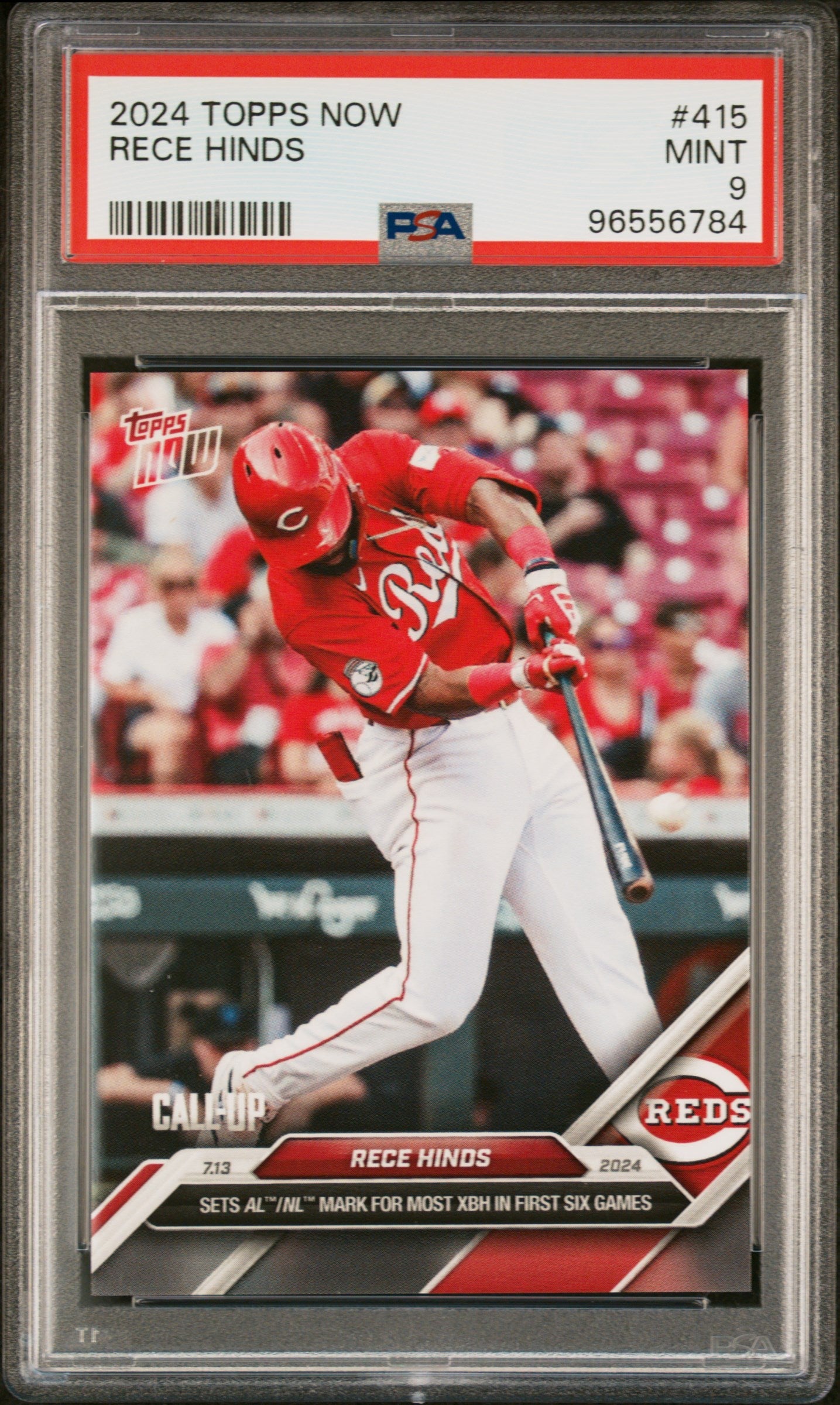 Graded 2024 Topps Now Rece Hinds #415 Rookie RC Baseball Card PSA 9 Mint