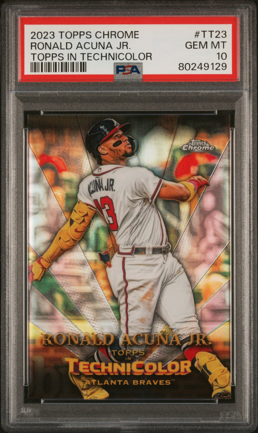 Graded 2023 Topps Chrome Ronald Acuna Jr. #TT23 Topps in Technicolor Baseball Card PSA 10 Gem Mint