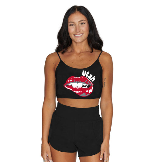 Utah Lips Black Spaghetti Tank