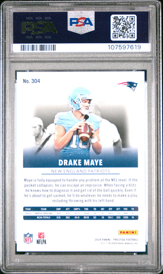 Graded 2024 Panini Prestige Drake Maye #304 Rookie RC Football Card PSA 10 Gem Mint