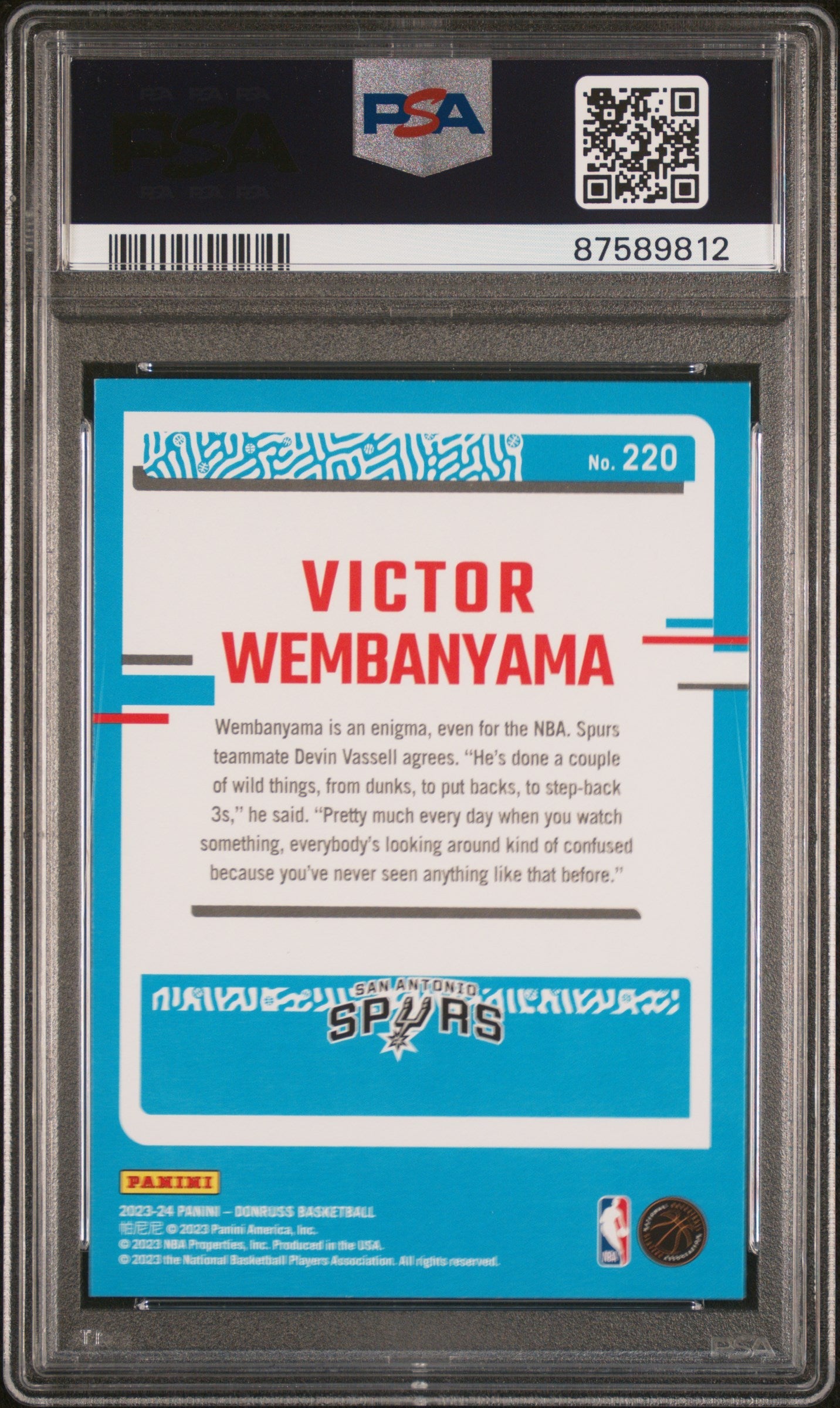 Graded 2023 Panini Donruss Victor Wembanyama #220 Rookie RC Basketball Card PSA 10 Gem Mint