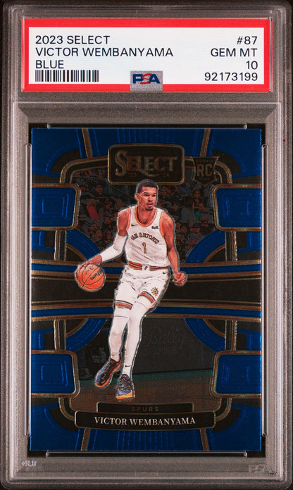 Graded 2023 Panini Select Victor Wembanyama #87 Blue Rookie RC Basketball Card PSA 10 Gem Mint