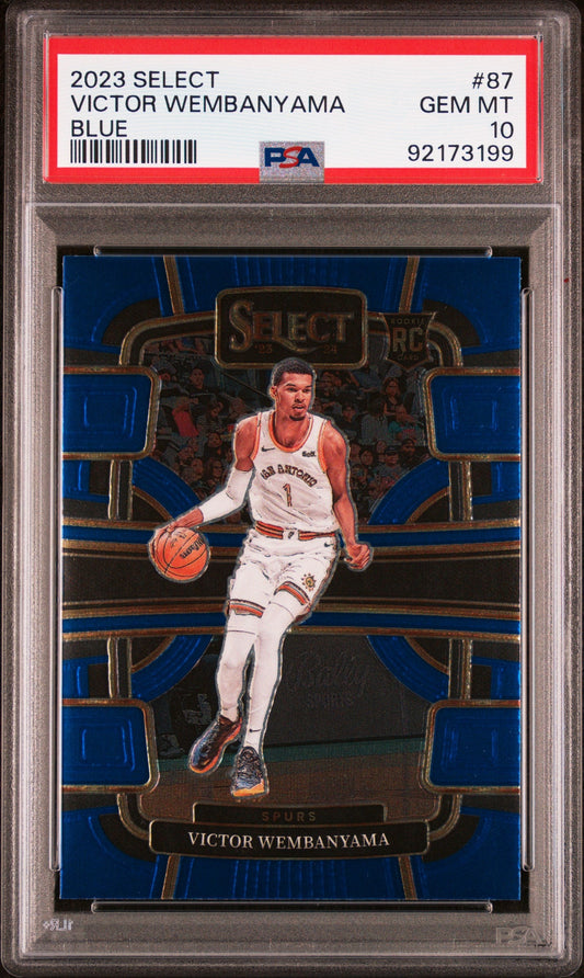 Graded 2023 Panini Select Victor Wembanyama #87 Blue Rookie RC Basketball Card PSA 10 Gem Mint