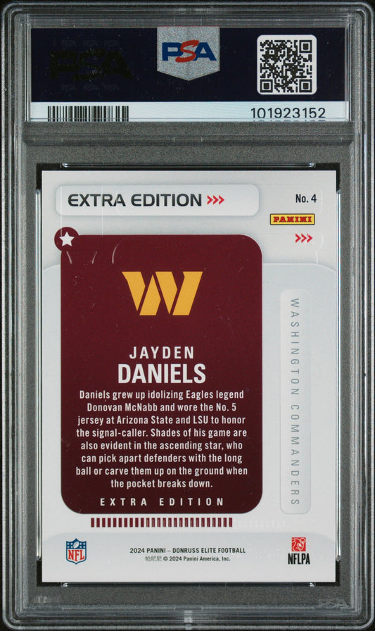 Graded 2024 Panini Donruss Elite Jayden Daniels #4 Extra Edition Rookie RC Football Card PSA 10 Gem Mint