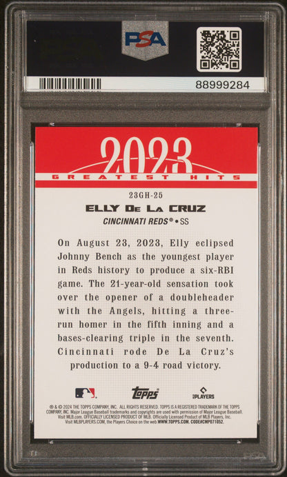 Graded 2024 Topps Elly De La Cruz #23GH25 2023 Greatest Hits Rookie RC Baseball Card PSA 10 Gem Mint