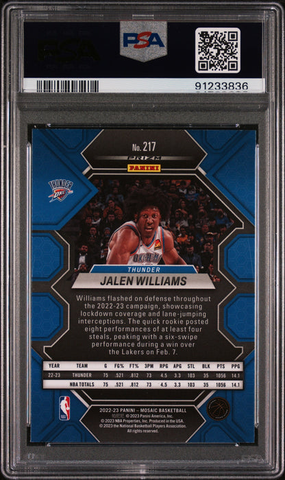 Graded 2022 Panini Mosaic Jalen Williams #217 Red Rookie RC Basketball Card PSA 10 Gem Mint