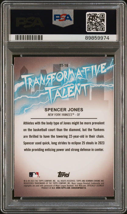 Graded 2023 Topps Bowman Draft Spencer Jones #TT16 Transformative Talent Rookie RC Baseball Card PSA 10 Gem Mint