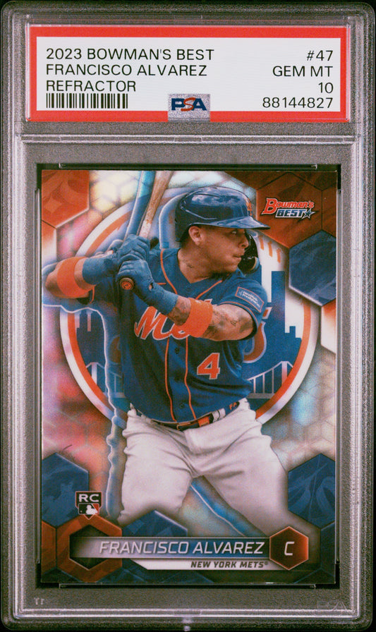 Graded 2023 Topps Bowmans Best Francisco Alvarez #47 Refractor Rookie RC Baseball Card PSA 10 Gem Mint