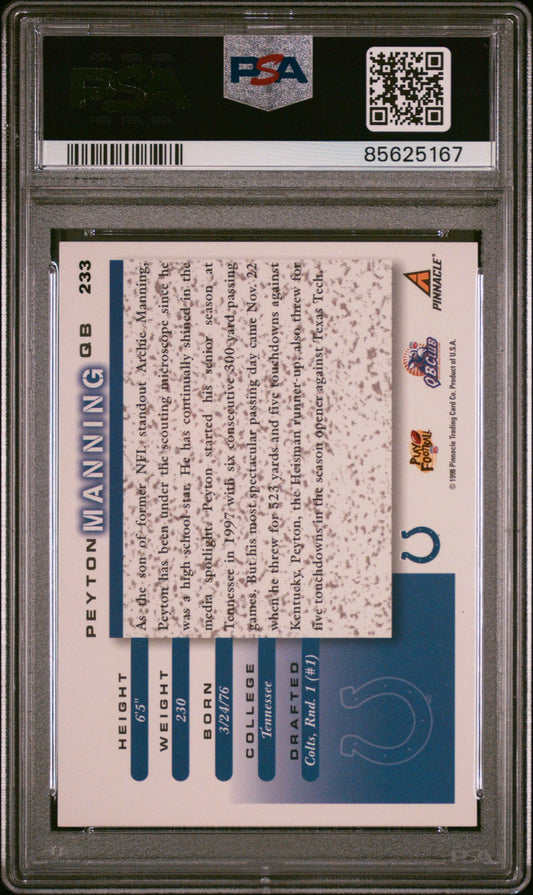 Graded 1998 Score Peyton Manning #233 Rookie RC Football Card PSA 9 Mint