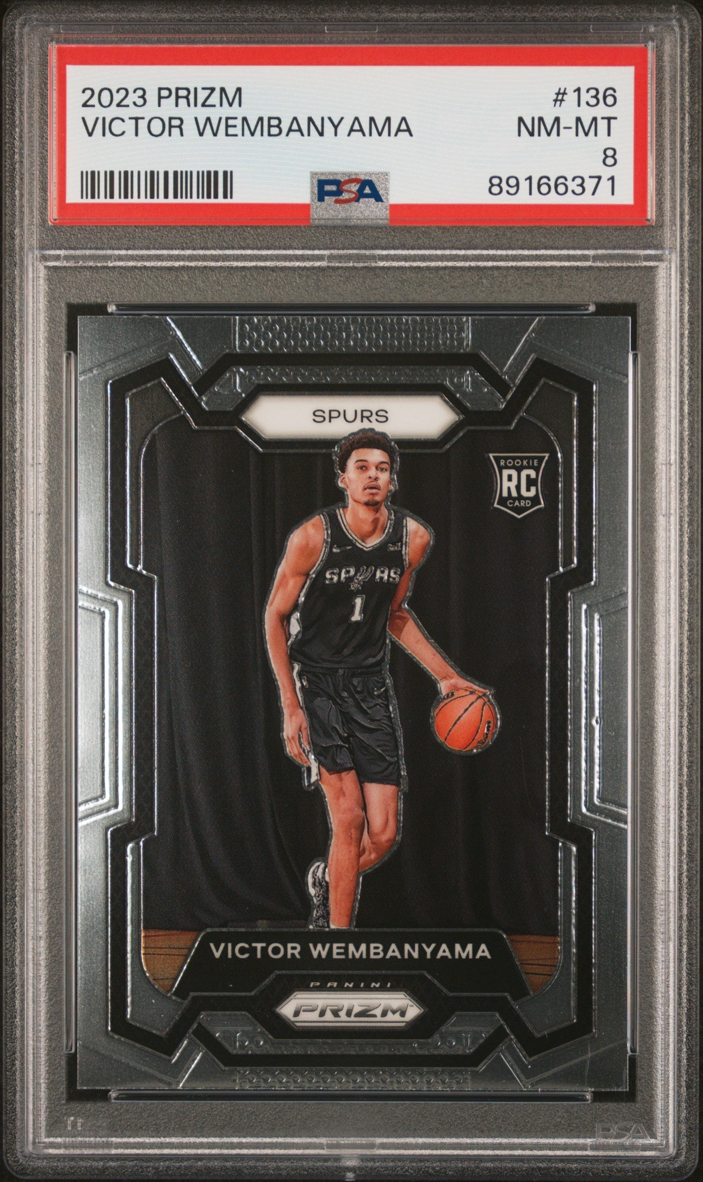 Graded 2023 Panini Prizm Victor Wembanyama #136 Rookie RC Basketball Card PSA 8 Near Mint