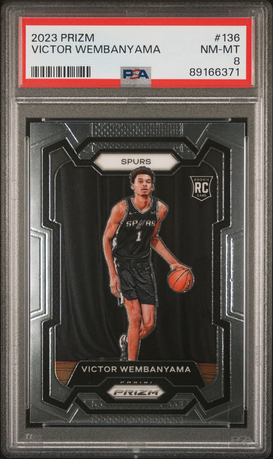 Graded 2023 Panini Prizm Victor Wembanyama #136 Rookie RC Basketball Card PSA 8 Near Mint