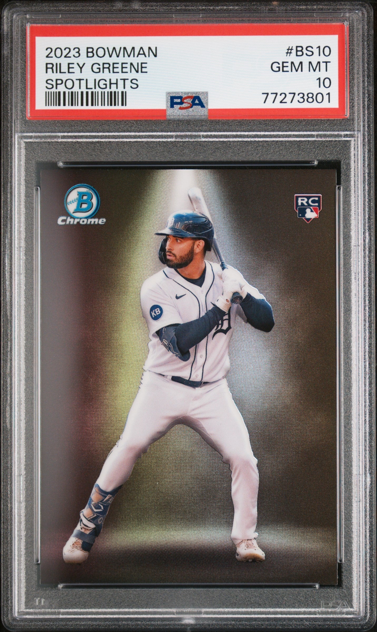 Graded 2023 Topps Bowman Riley Greene #BS10 Spotlights Rookie RC Baseball Card PSA 10 Gem Mint