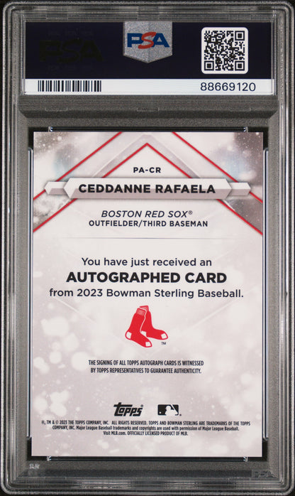 Graded 2023 Topps Bowman Sterling Ceddanne Rafaela #PACR Prospects Autograph Rookie RC Baseball Card PSA 10 Gem Mint