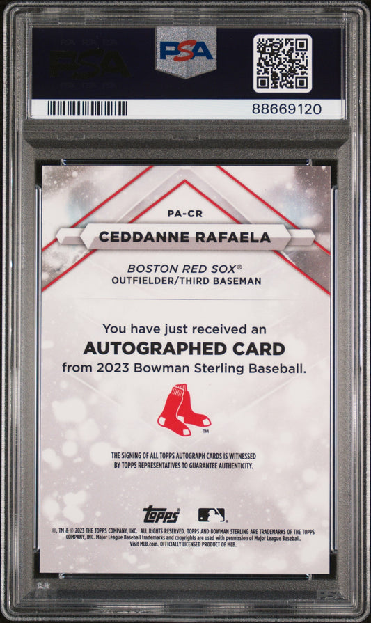 Graded 2023 Topps Bowman Sterling Ceddanne Rafaela #PACR Prospects Autograph Rookie RC Baseball Card PSA 10 Gem Mint