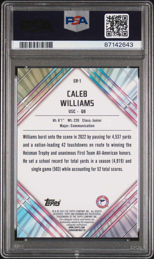 Graded 2023 Topps Bowman U Chrome Caleb Williams #ER1 U/D Early Risers Rookie RC Football Card PSA 10 Gem Mint
