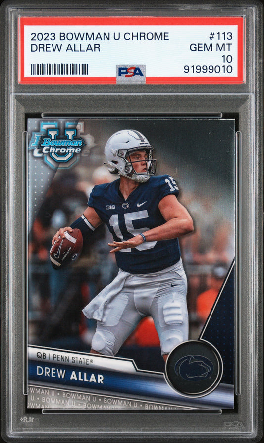 Graded 2023 Topps Bowman U Chrome Drew Allar #113 Rookie RC Football Card PSA 10 Gem Mint