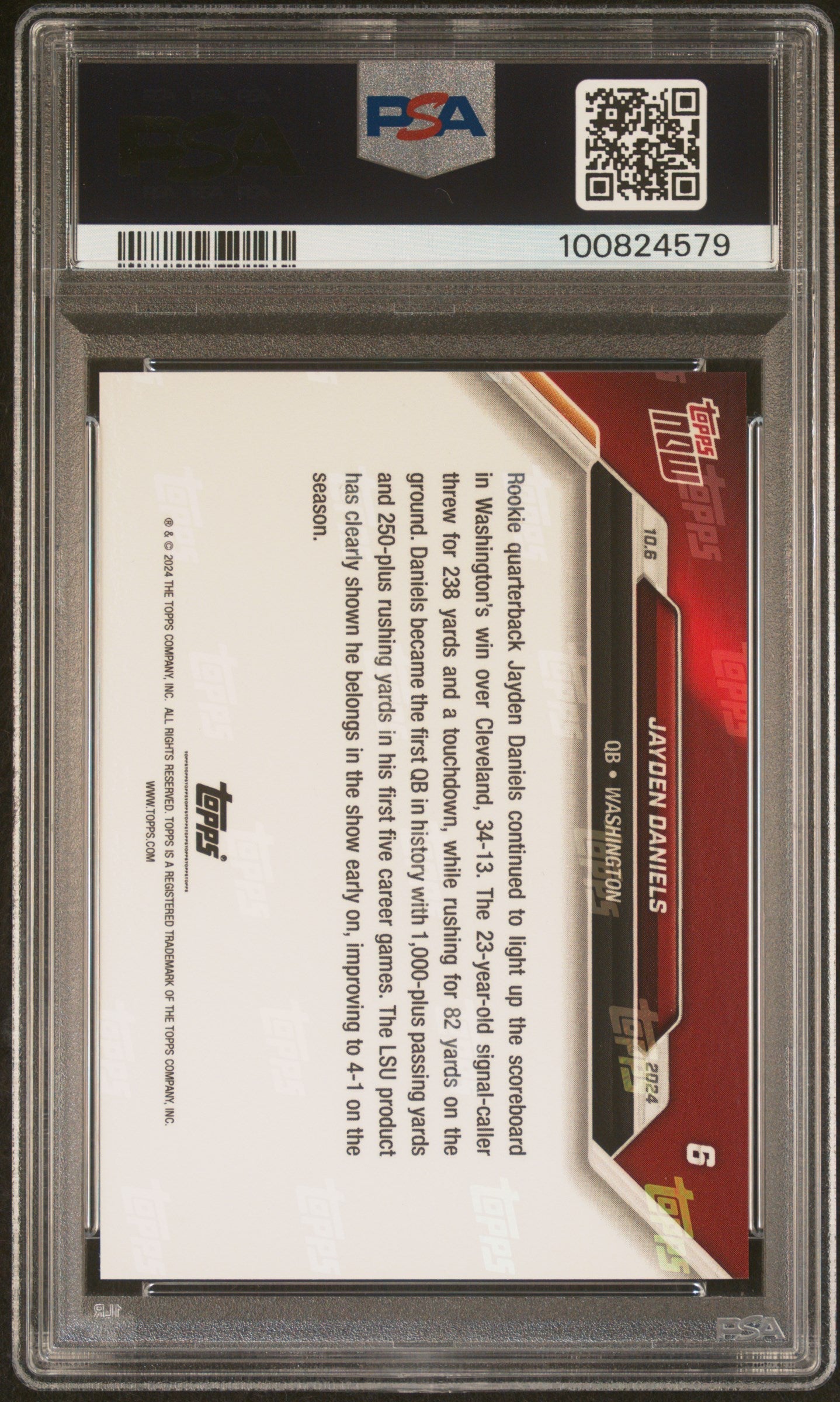 Graded 2024 Topps Now Jayden Daniels #6 Rookie RC Football Card PSA 10 Gem Mint