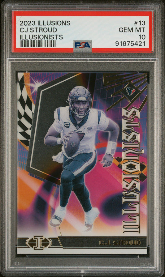 Graded 2023 Panini Illusions CJ Stroud #13 Illusionist Rookie RC Football Card PSA 10 Gem Mint
