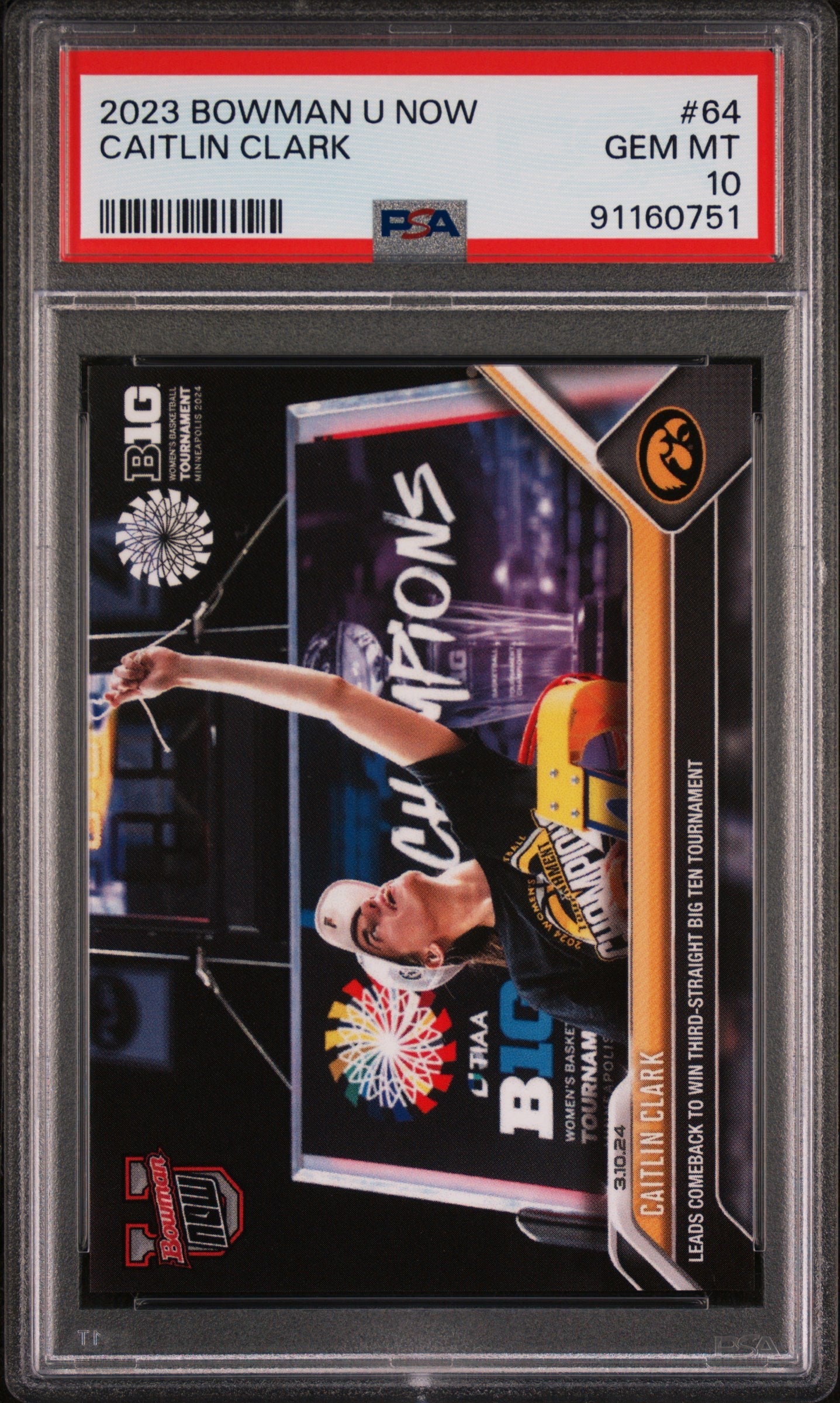 Graded 2023 Topps Bowman U Now Caitlin Clark #64 Rookie RC Basketball Card PSA 10 Gem Mint