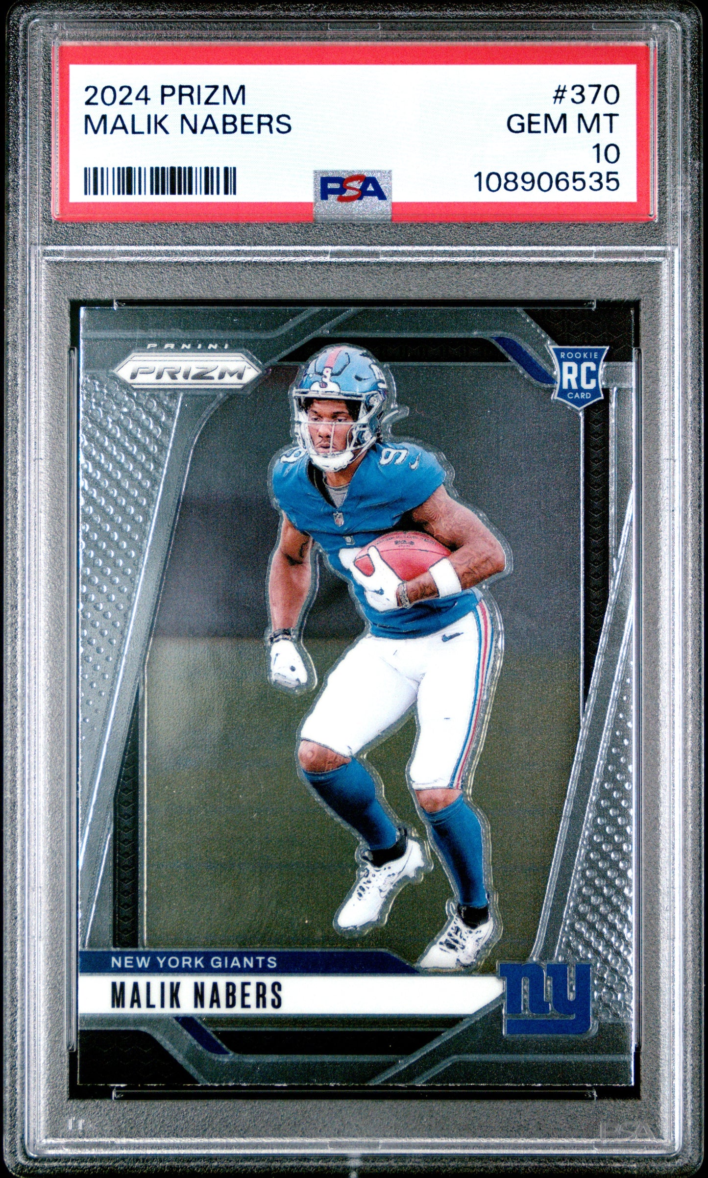 Graded 2024 Panini Prizm Malik Nabers #370 Rookie RC Football Card PSA 10 Gem Mint
