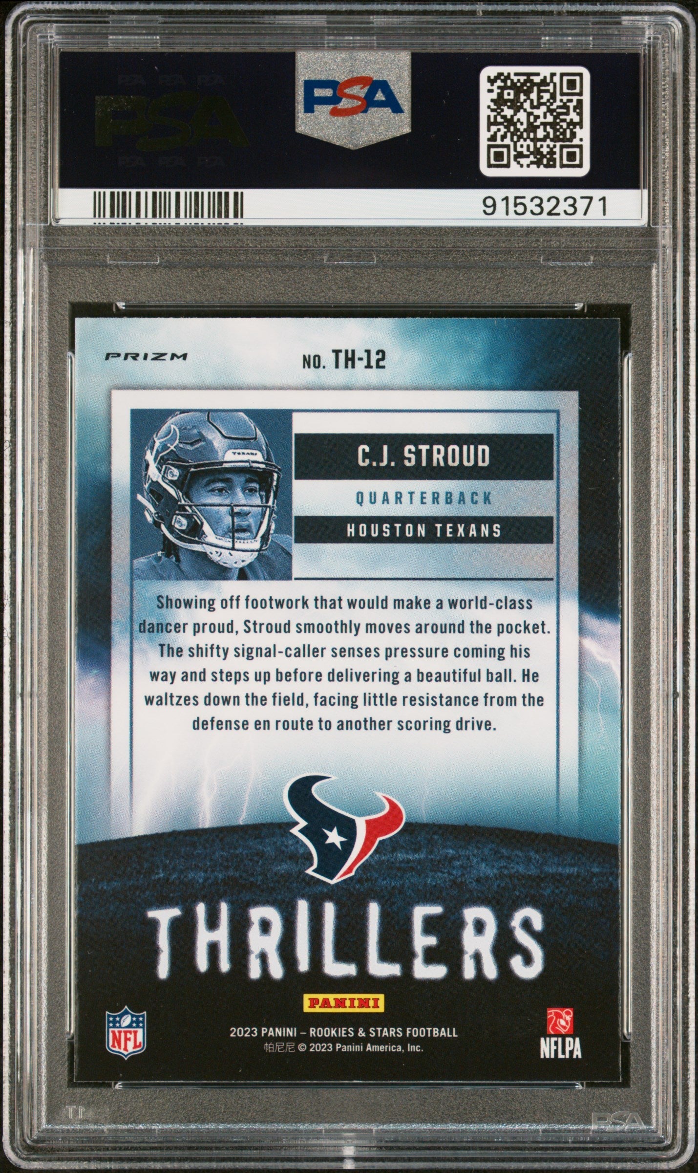 Graded 2023 Panini Rookies & Stars CJ Stroud #TH12 Thrillers Red Plaid Rookie RC Football Card PSA 10 Gem Mint