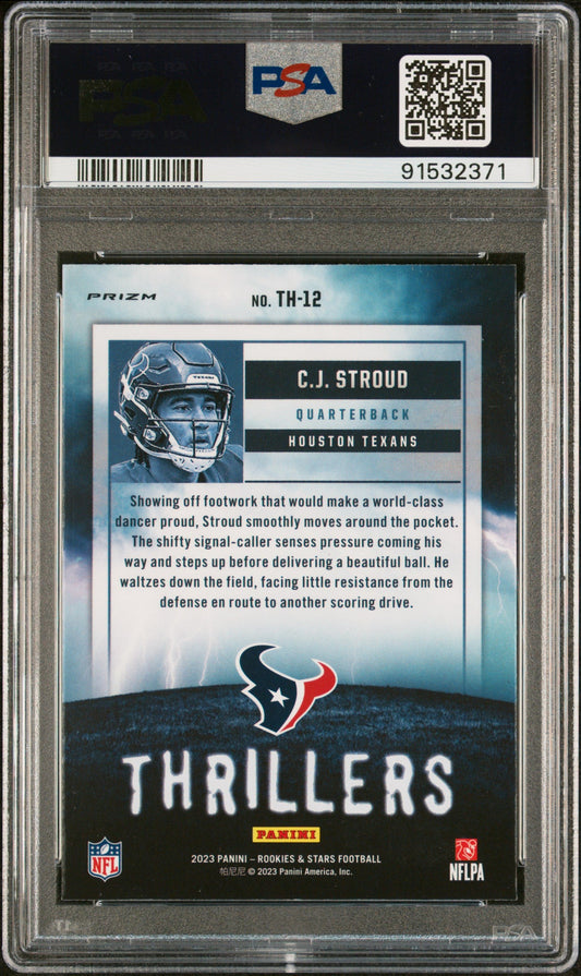Graded 2023 Panini Rookies & Stars CJ Stroud #TH12 Thrillers Red Plaid Rookie RC Football Card PSA 10 Gem Mint
