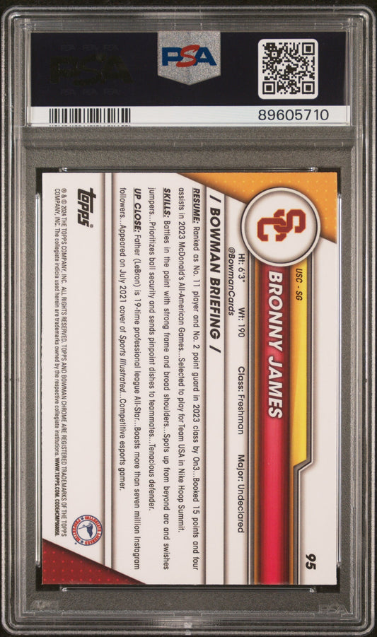 Graded 2023 Topps Bowman U Sapphire Bronny James #95 Rookie RC Basketball Card PSA 10 Gem Mint