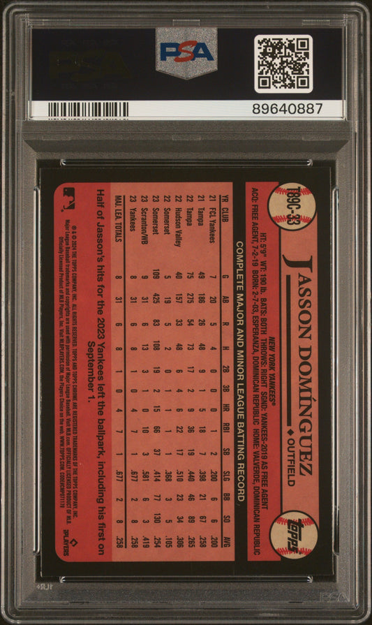 Graded 2024 Topps Silver Pack Jasson Dominguez #T89C33 Rookie RC Baseball Card PSA 10 Gem Mint