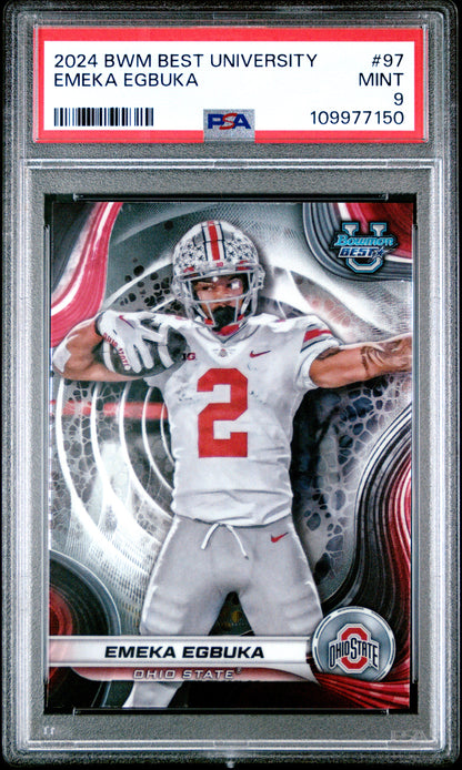 Graded 2024 Topps Bowman Best University Emeka Egbuka #97 Rookie RC Football Card PSA 9 Mint