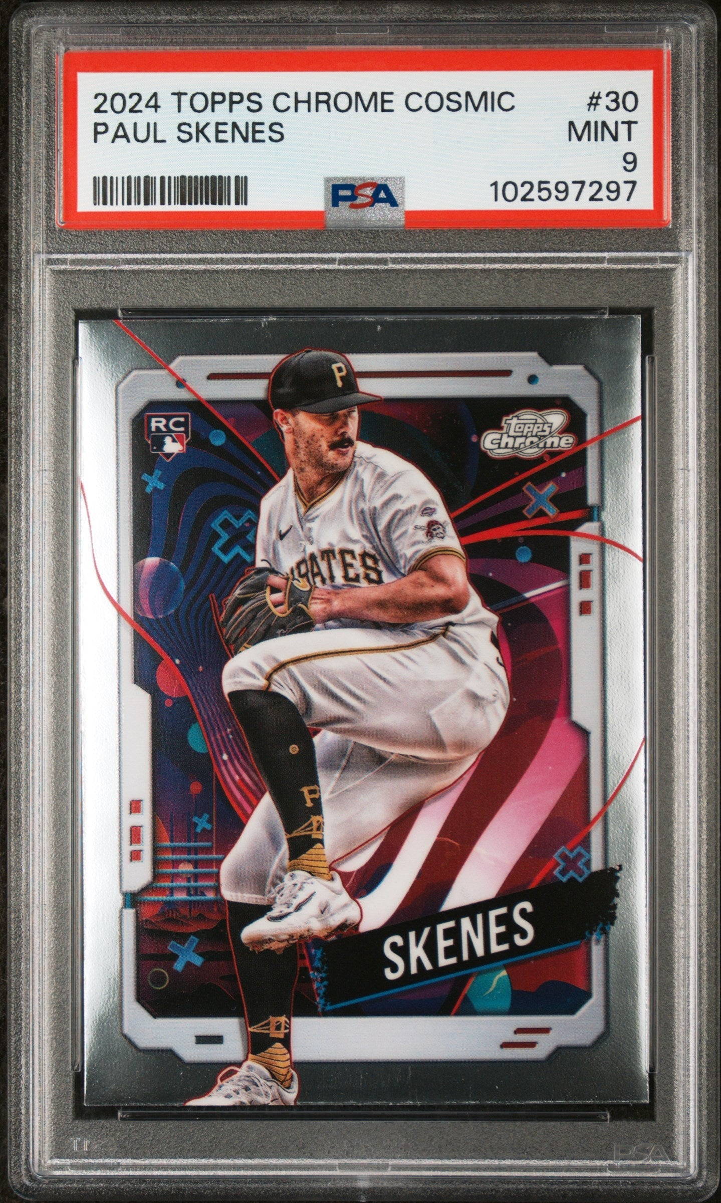 Graded 2024 Topps Cosmic Chrome Paul Skenes #30 Rookie RC Baseball Card PSA 9 Mint