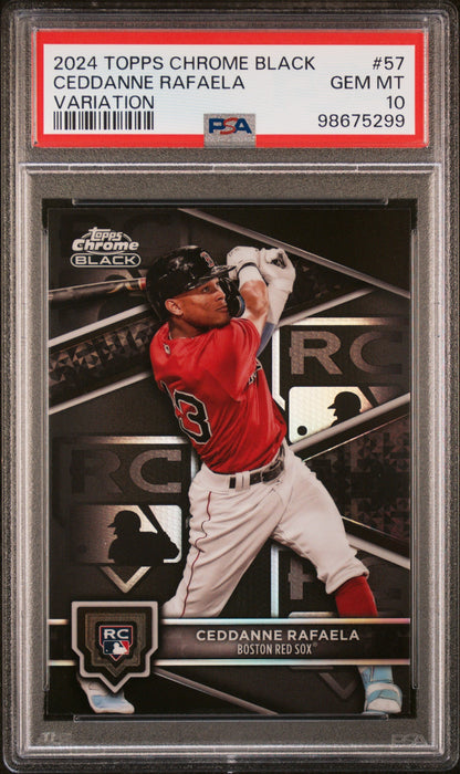Graded 2024 Topps Chrome Black Ceddanne Rafaela #57 Variation Rookie RC Baseball Card PSA 10 Gem Mint