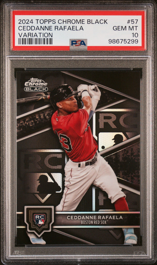 Graded 2024 Topps Chrome Black Ceddanne Rafaela #57 Variation Rookie RC Baseball Card PSA 10 Gem Mint