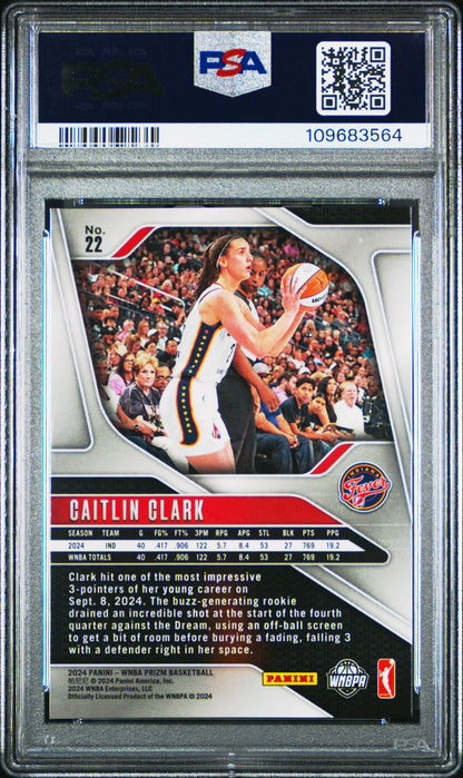 Graded 2024 Panini Prizm Caitlin Clark #22 Rookie RC Basketball Card PSA 10 Gem Mint