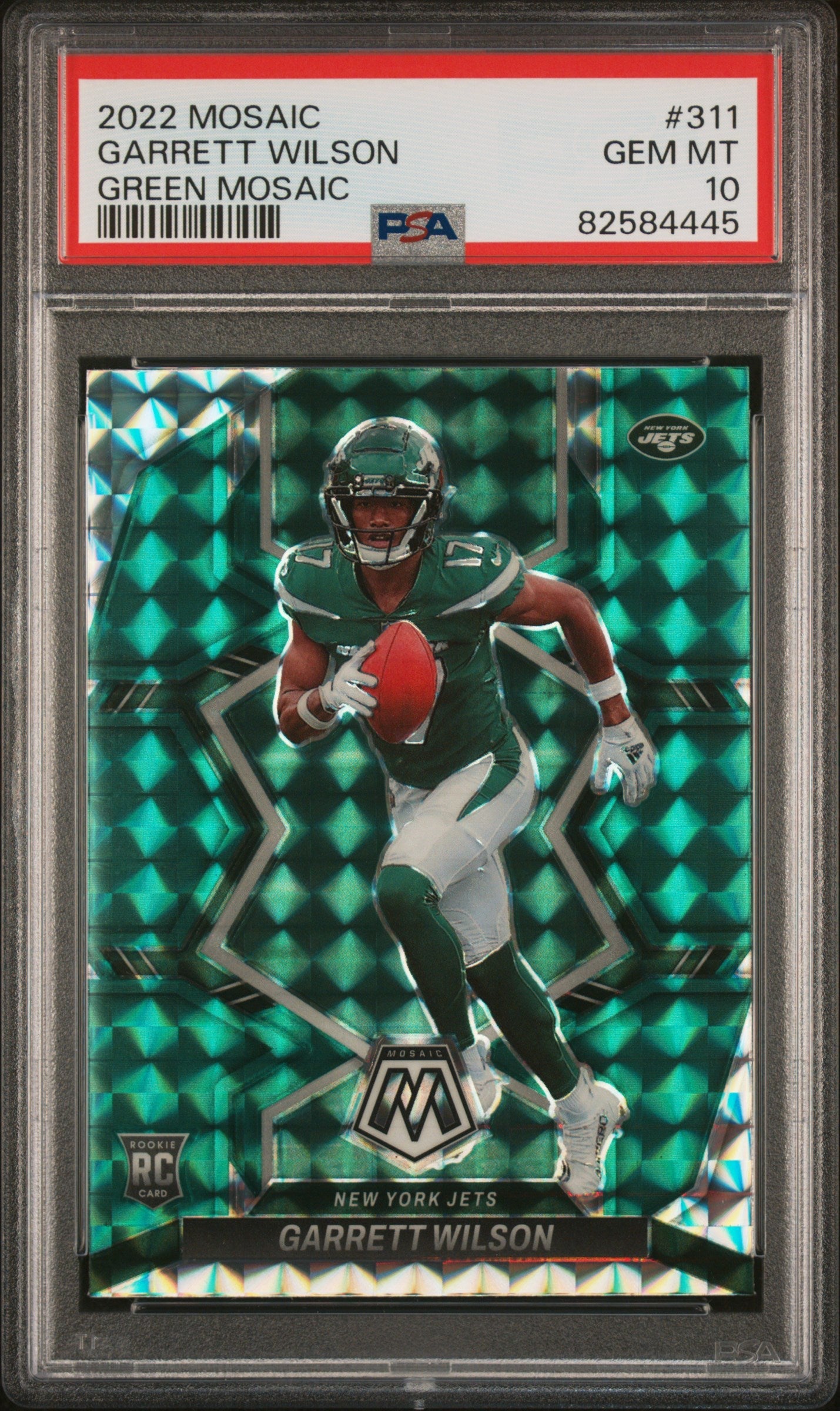 Graded 2022 Panini Mosaic Garrett Wilson #311 Green Mosaic Rookie RC Football Card PSA 10 Gem Mint