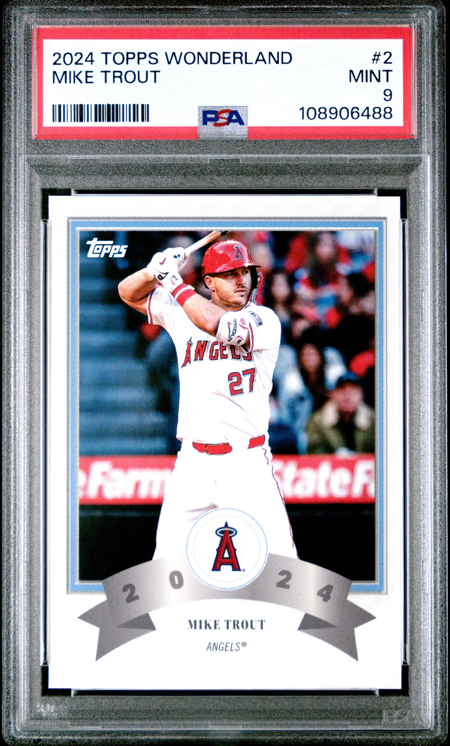 Graded 2024 Topps Wonderland Mike Trout #2 Baseball Card PSA 9 Mint