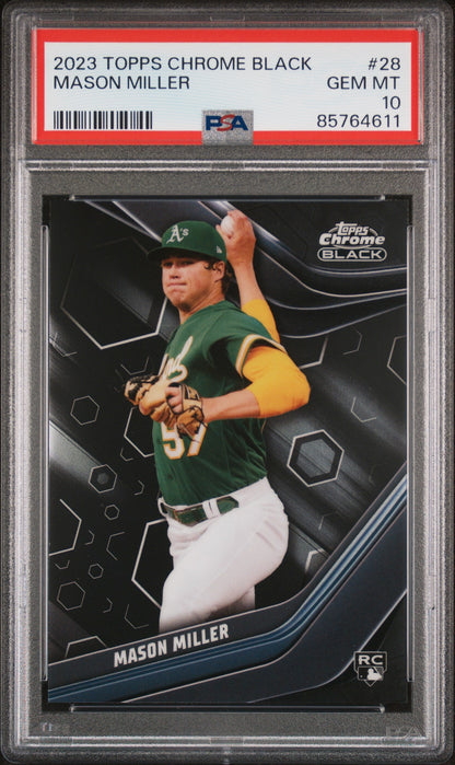Graded 2023 Topps Chrome Black Mason Miller #28 Rookie RC Baseball Card PSA 10 Gem Mint