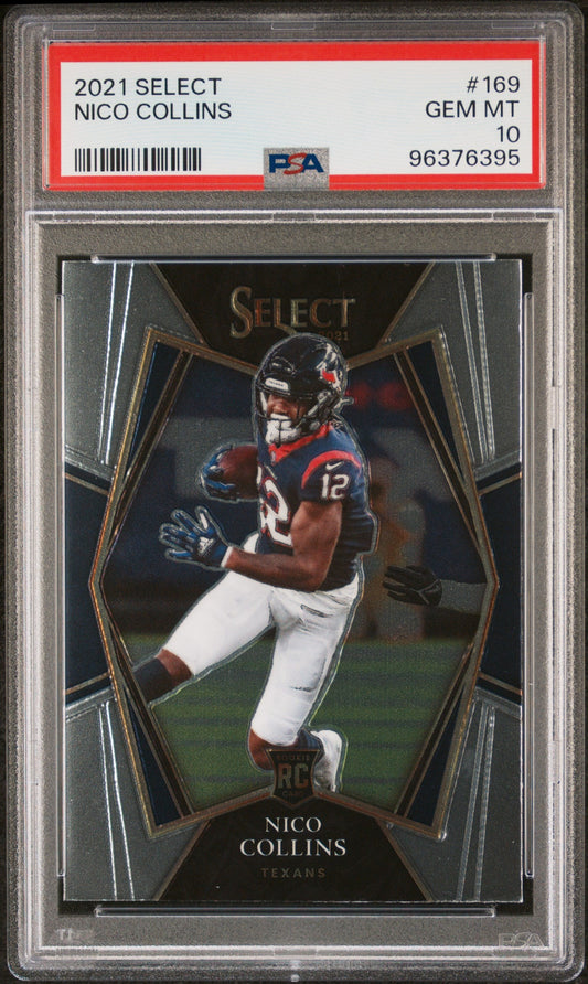 Graded 2021 Panini Select Nico Collins #169 Rookie RC Football Card PSA 10 Gem Mint
