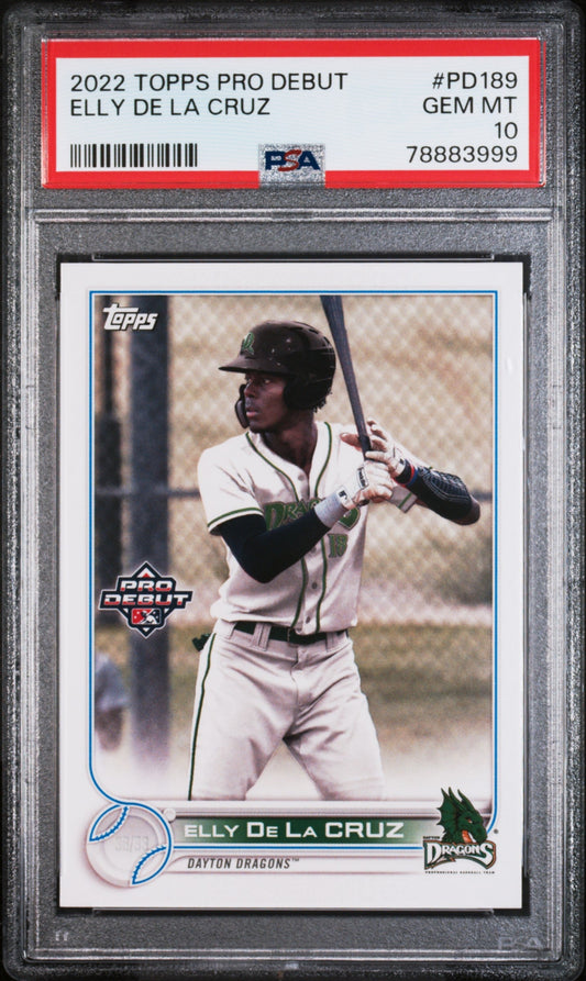 Graded 2022 Topps Pro Debut Elly De La Cruz #PD189 Rookie RC Baseball Card PSA 10 Gem Mint